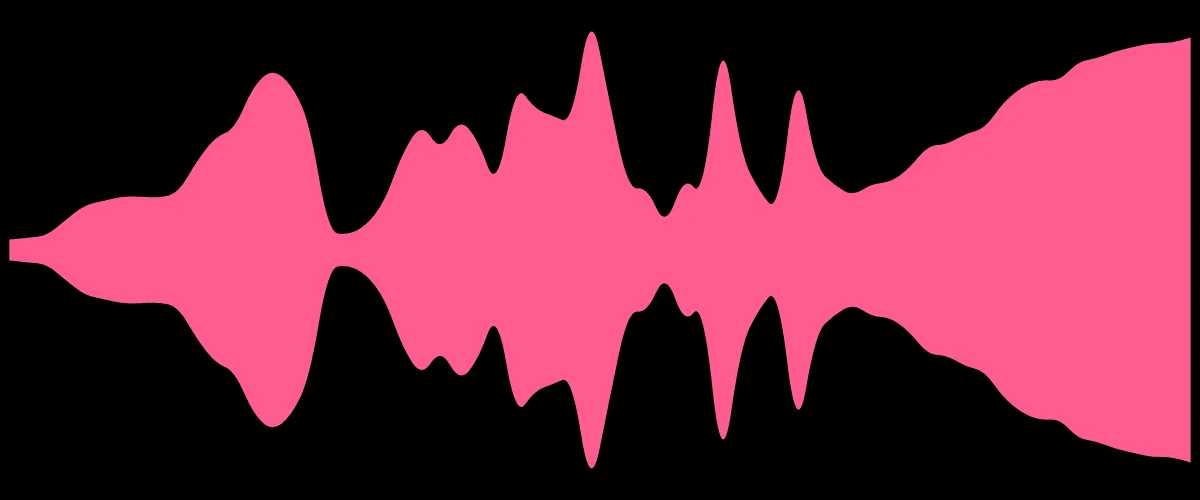 An area waveform frame in pink, a filled silhouette on black.