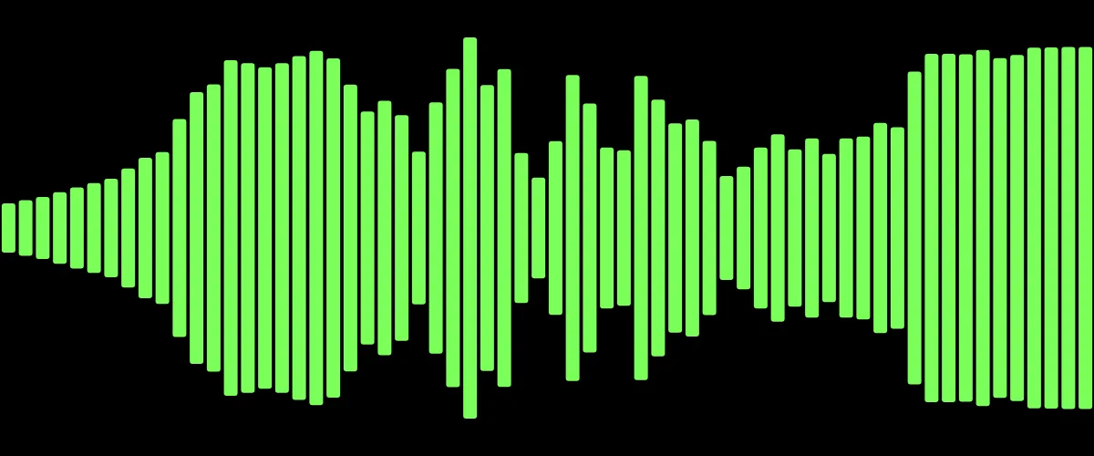 A mirror waveform frame in green, the kind of MP4 an MP3 becomes.