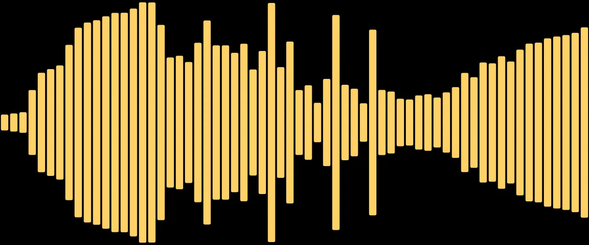 A mirror waveform frame in amber, the shape most podcast audiograms use.
