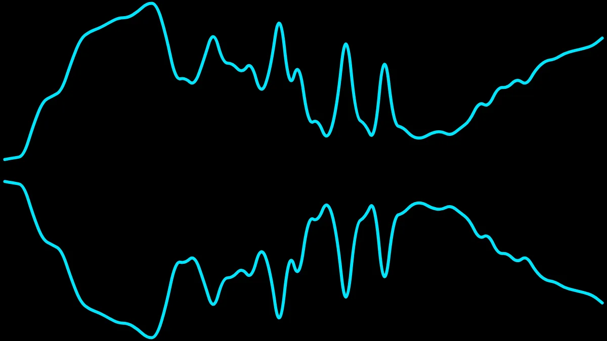 The scope style: one continuous oscilloscope line and its mirror.